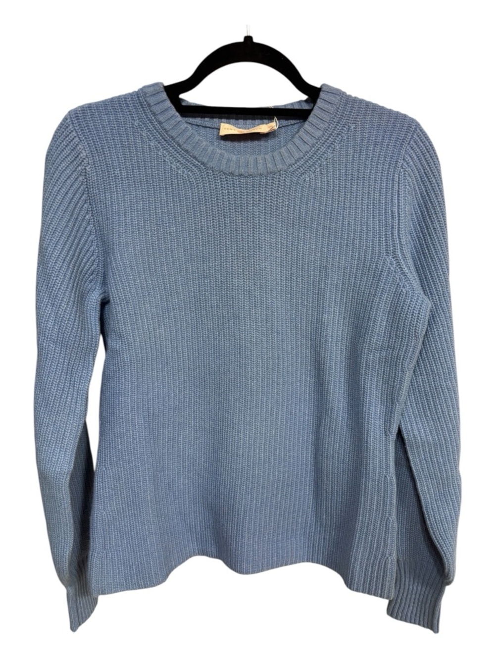 NWT Tory Burch Lighter Blue Ribbed Crewneck Kennedy Sweater Sz M